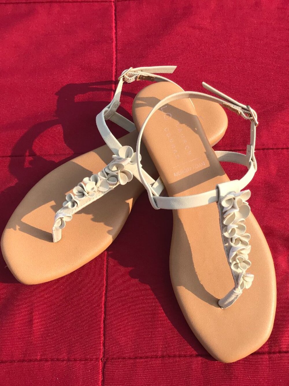 Tan T-Strap Flat Sandals